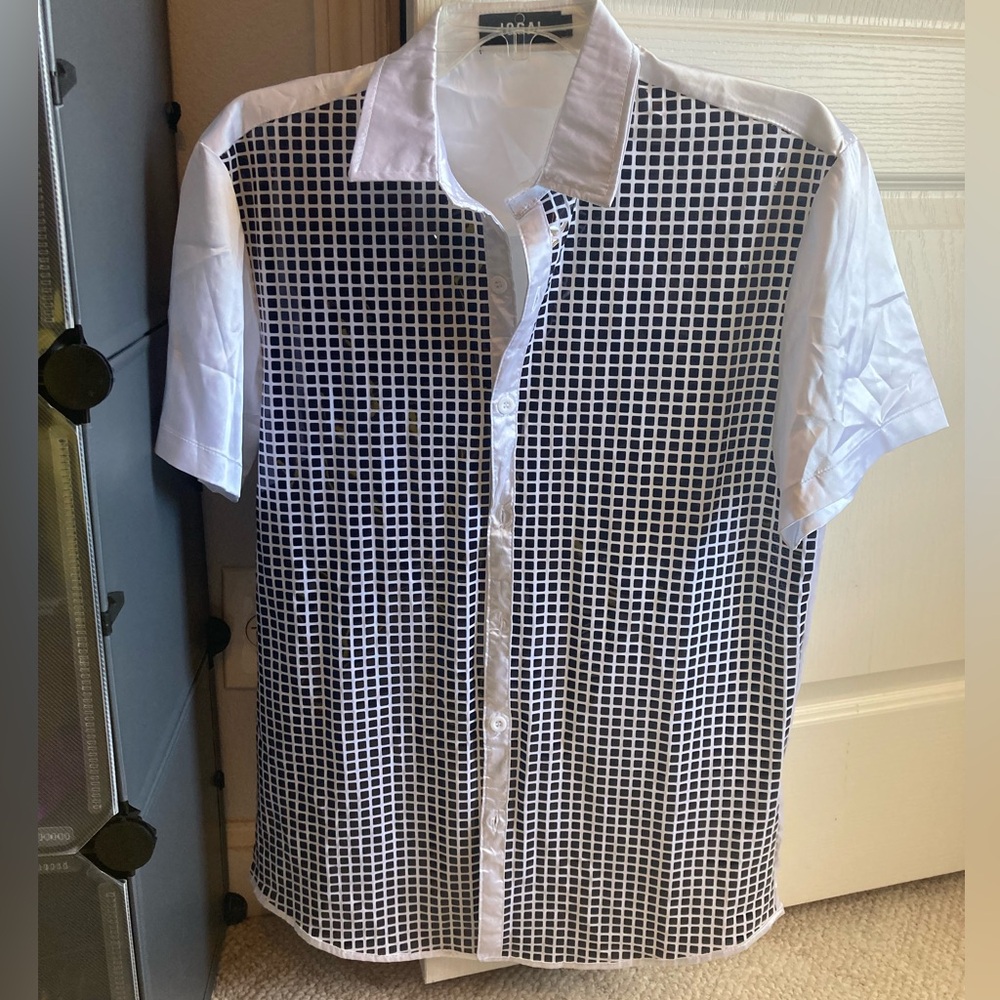 Men's Black and White Checkered Shirt